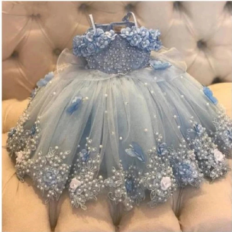 Girls' Lace Flower Girl Ball Gown | Sleeveless Princess Dress | 3M–14Y | Braviixx