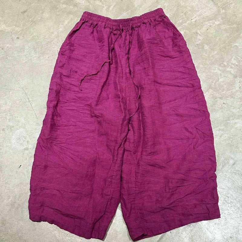 Washed Linen Women Ankle-length Wide Leg Pants New Arrivals 2026 Drawstring Vintage Style Loose Comfortable Female Harem Pants