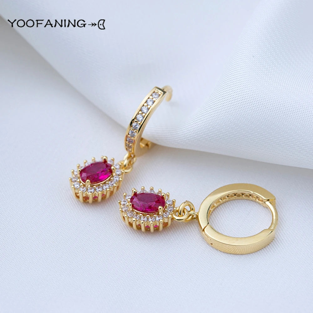 Hot Selling925 Sterling Silver Needle Exquisite 24K Gold Earrings Water Drop Gold Earrings Women's Luxury Wedding Party Jewelry