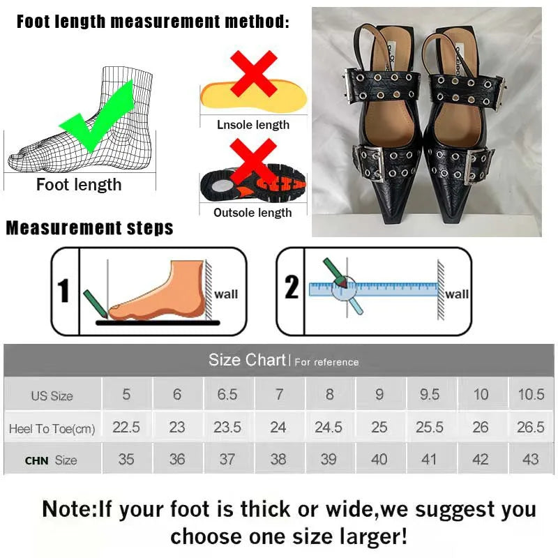 New Sandals Women Flats Shoes Fashion Metal Buckle Shoes Spring Pointed Toe Shallow Footwear Slingbacks Ladies Sandals