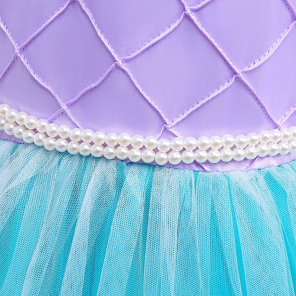 Girls’ Mermaid-Style Embroidered Dress & Accessories | Braviixx