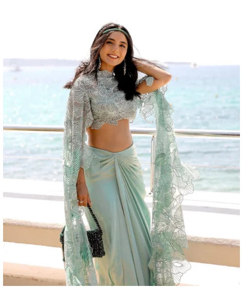Lace Blouse & Draped Saree Set | Two-Piece Occasion Wear | Braviixx