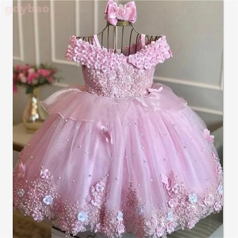 Girls' Lace Flower Girl Ball Gown | Sleeveless Party Dress | 3M–Child 14 | Braviixx