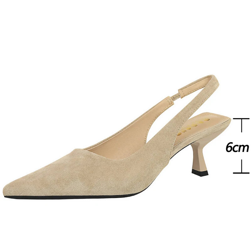 Pointed-Toe Slingback Pumps | 6 cm Sculpted Heel | Braviixx