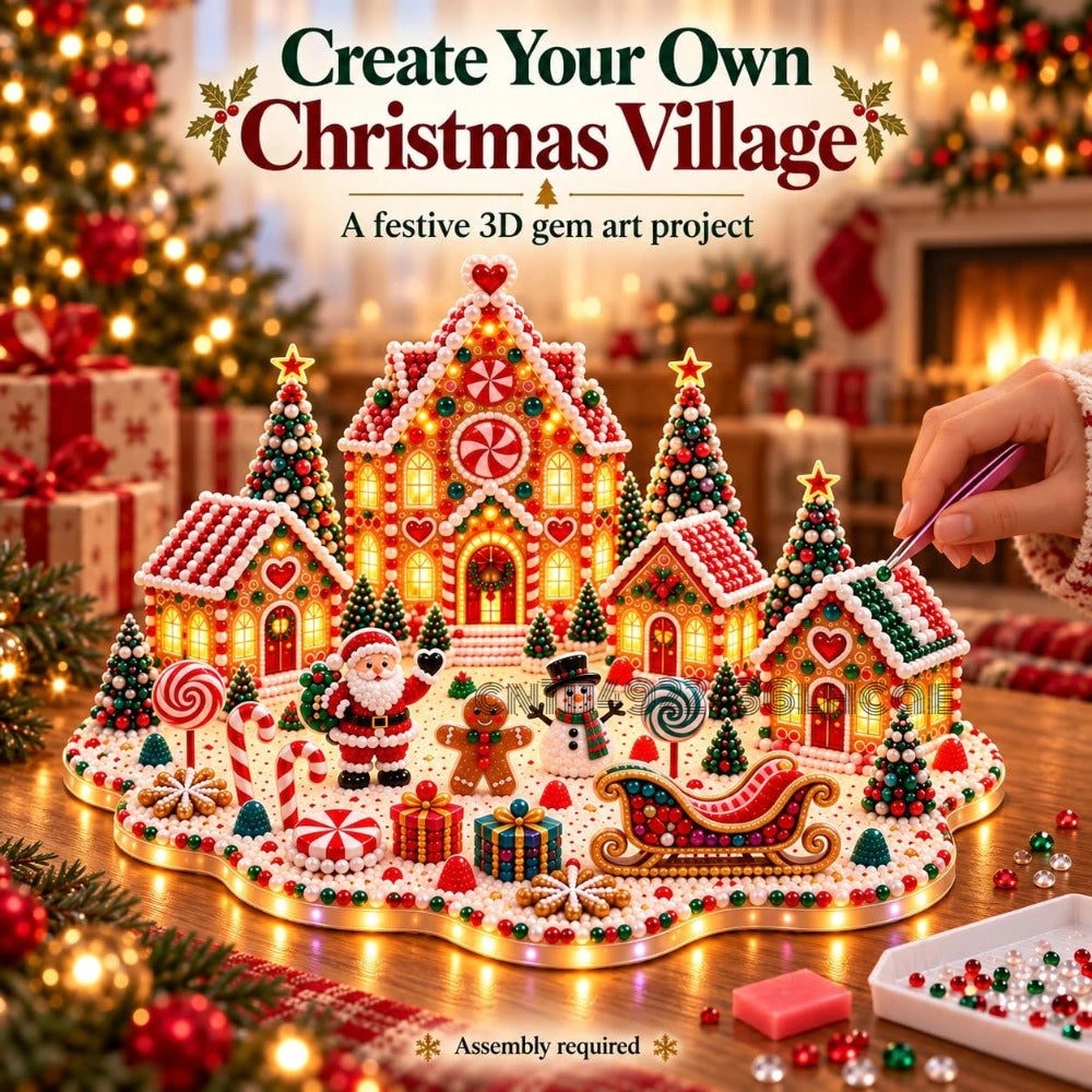 DIY 3D Gem Art Kit | Light-Up Village & Fantasy Designs | Braviixx