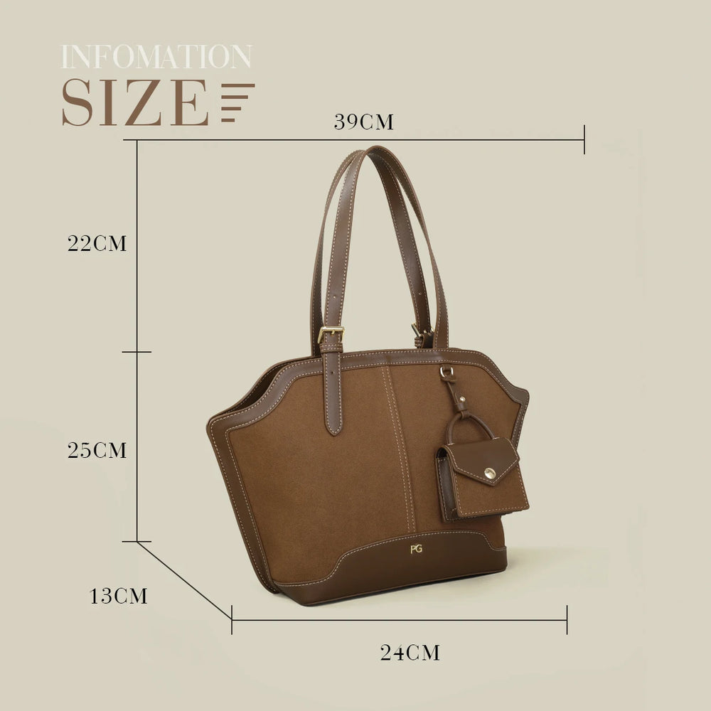 Structured Commuter Tote Bag | Contrast Stitching & Mini Pouch | Braviixx