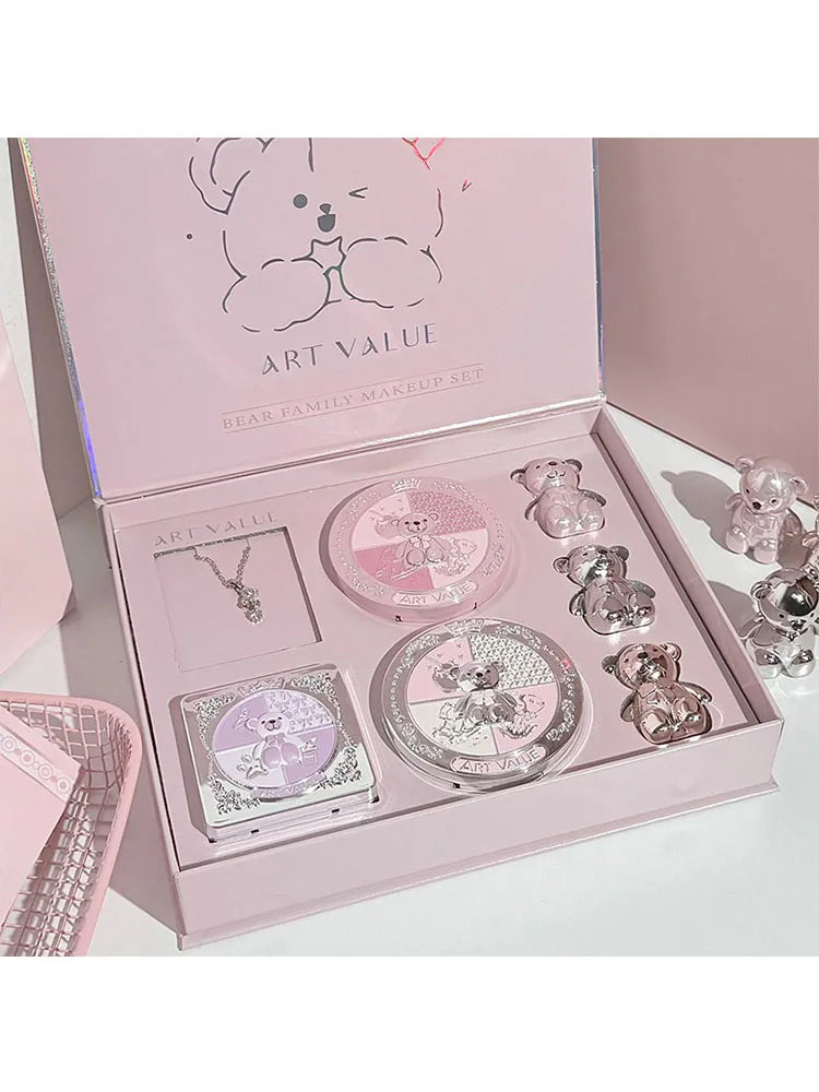7-Piece Makeup Gift Set | Lip Colors, Powder, Blush & Eye Palette | Braviixx