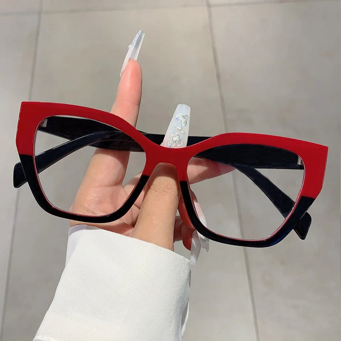 Women's Oversized Cat Eye Colour Block Blue Light Glasses | UV400 · Tortoise Accent · Plain Lens | 4 Colours | Braviixx