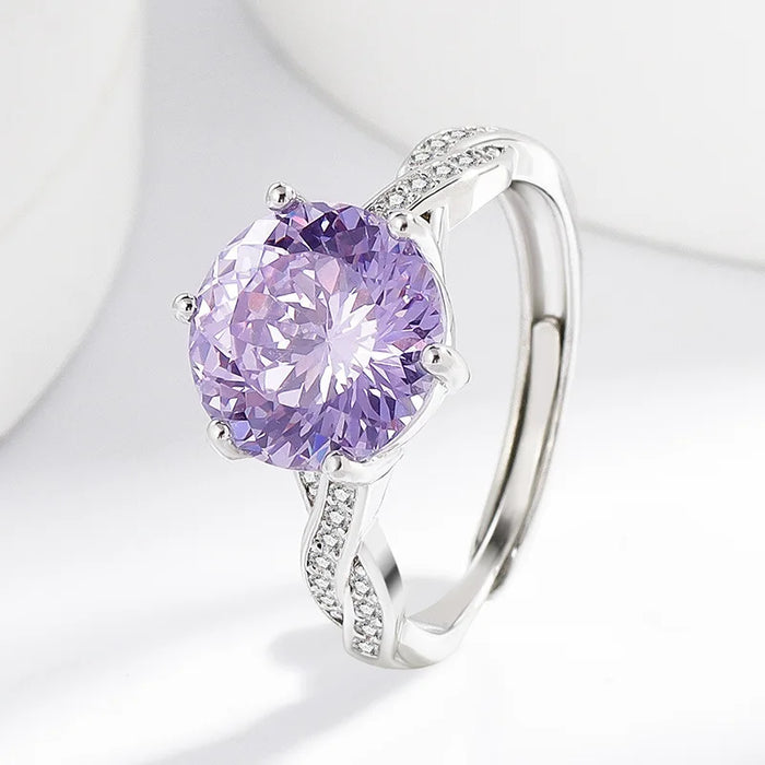 Women's Violet Stone Ring | Twisted Band & Sparkling Accents | Braviixx