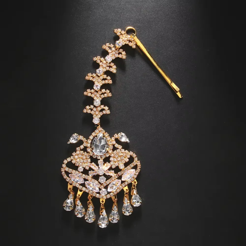 Rhinestone Maang Tikka | Teardrop Headpiece | Braviixx