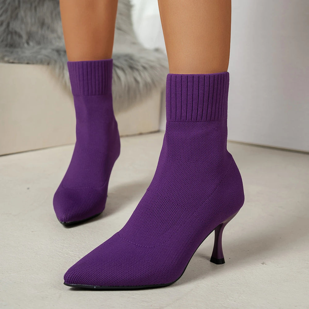 Pointed-Toe Stretch Sock Boots | Women's | Braviixx