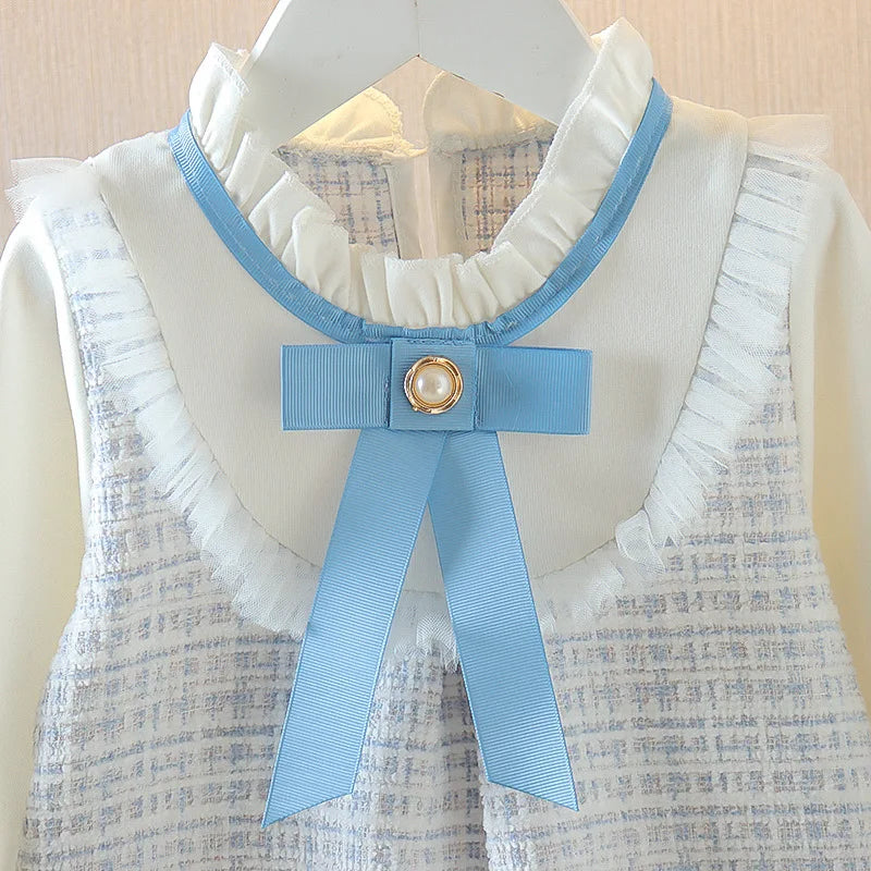 Baby Girls Plaid Bow-Tie Dress | Long-Sleeve Princess Gown | 9–12M to 2–3Y | Braviixx