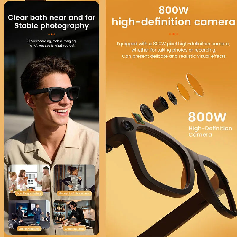 800W AI Camera Smart Glasses with Translation & Bluetooth Audio | Braviixx