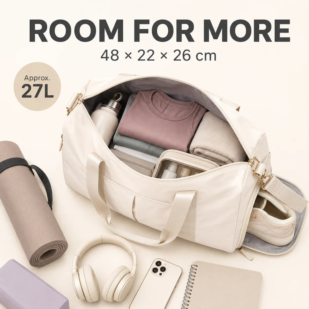 Women's Yoga & Travel Duffel Bag | Shoe Pocket & Luggage Sleeve | Braviixx