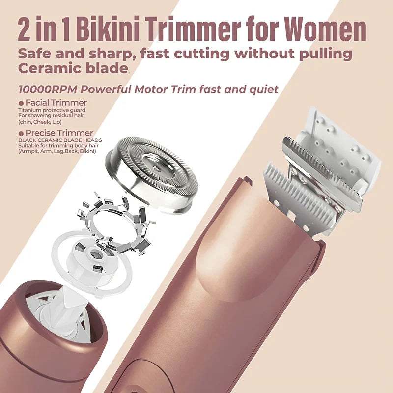 2-in-1 Women's Electric Shaver | Dual-Ended Face & Body Trimmer | Braviixx
