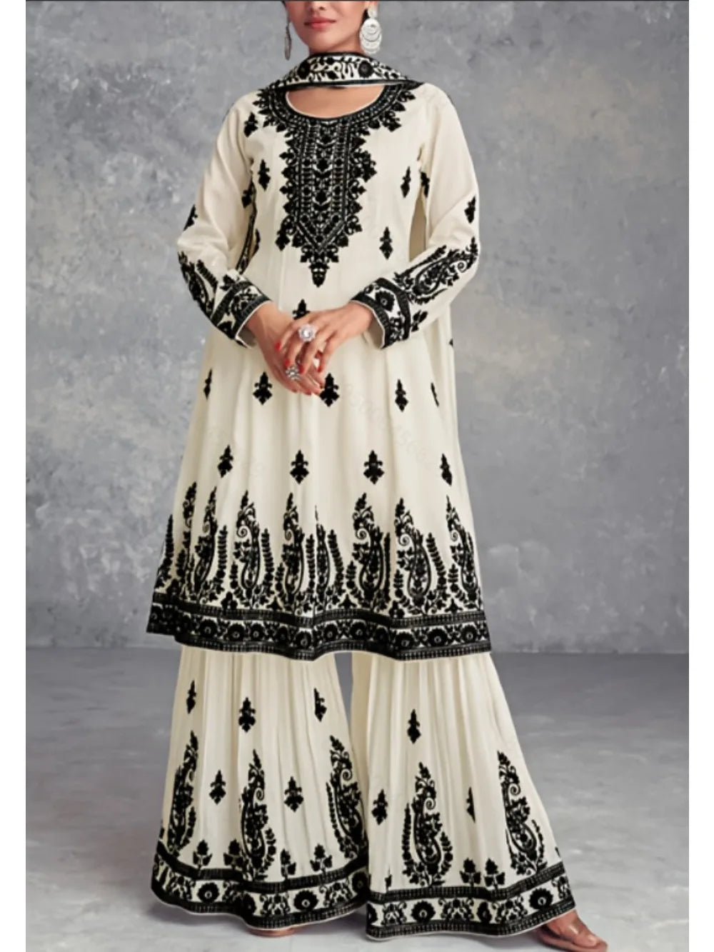 Paisley Print Tunic & Wide-Leg Trouser Set | Apricot | Braviixx