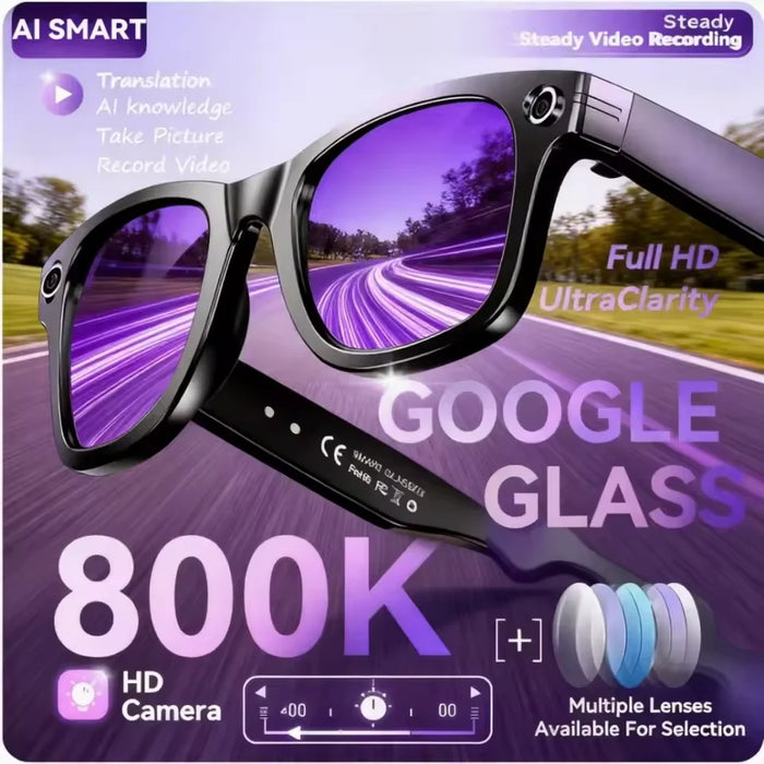 800W AI Camera Smart Glasses with Color-Changing Lenses | Braviixx