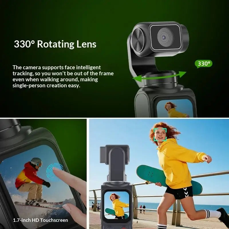 4K Pocket Gimbal Camera | Wi-Fi & Face Tracking | Braviixx