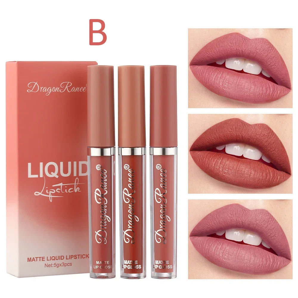 3-Piece Matte Liquid Lipstick Set | A-D Shade Collections | Braviixx