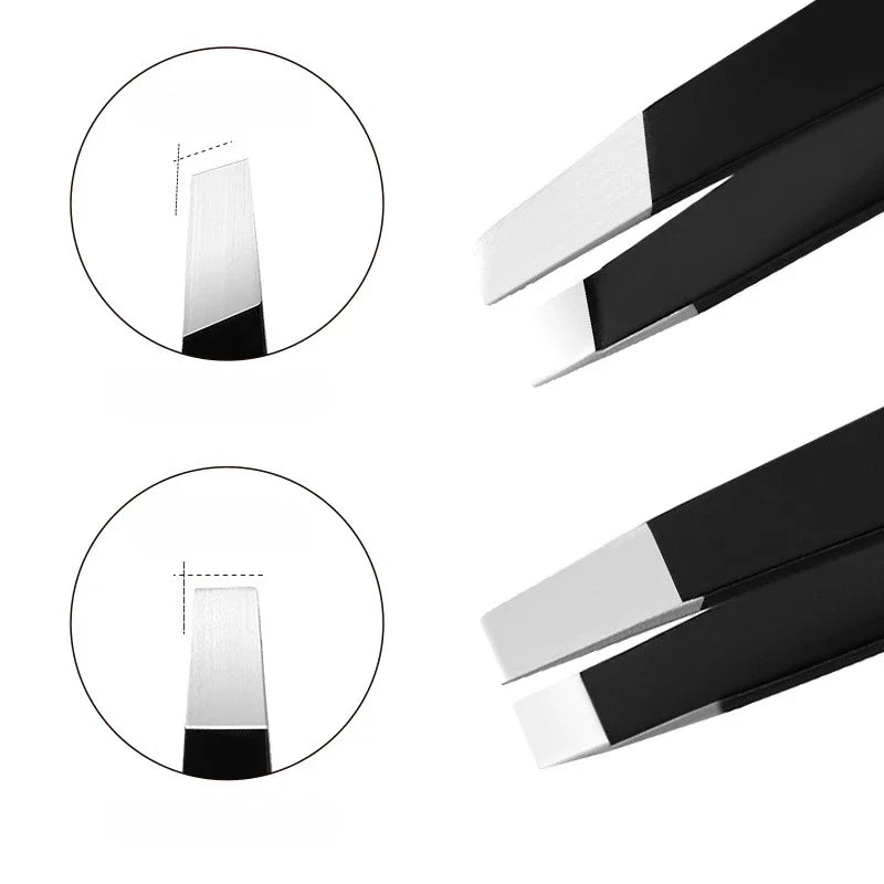 Stainless Steel Eyebrow Tweezer | Slant Tip · Flat Tip | Eyelash Application · Ingrown Hair Removal | Braviixx