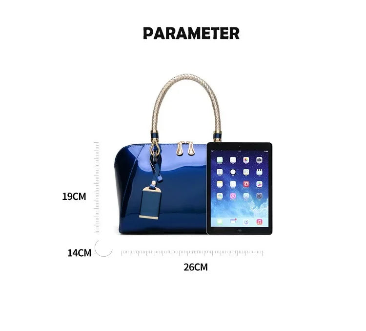 Glossy Top-Handle Handbag | Shoulder Strap & Gold-Tone Details | Braviixx