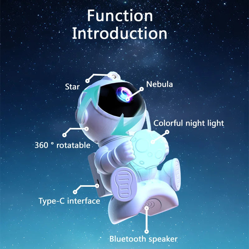 Astronaut Galaxy Projector Night Light, Bluetooth Options | Braviixx