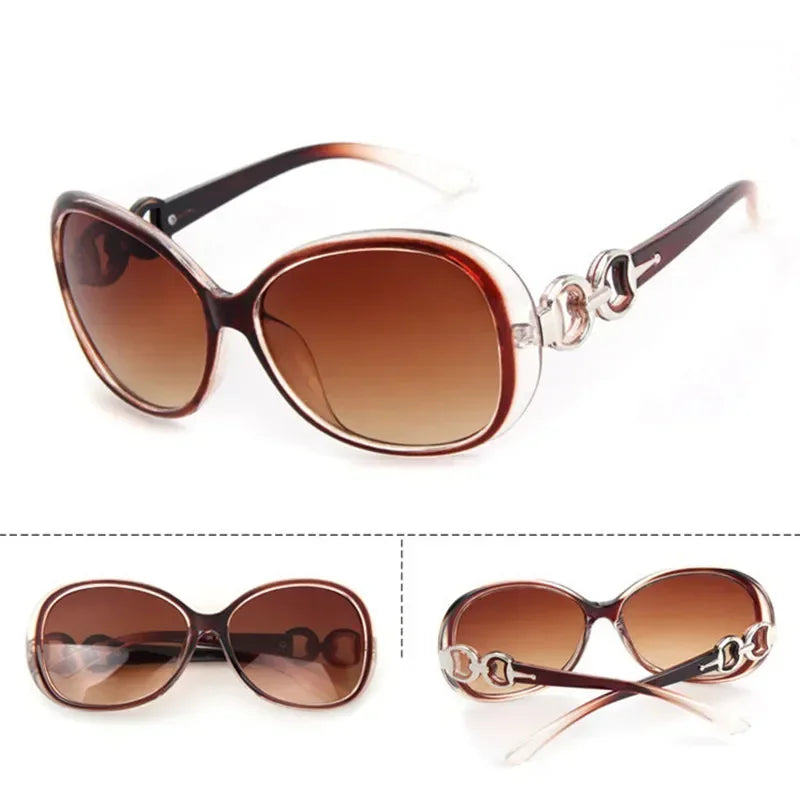 Women's Oversized Oval Luxury Sunglasses | UV400 · Gradient Lens · Silver Chain Hinge | 4 Colours | Braviixx