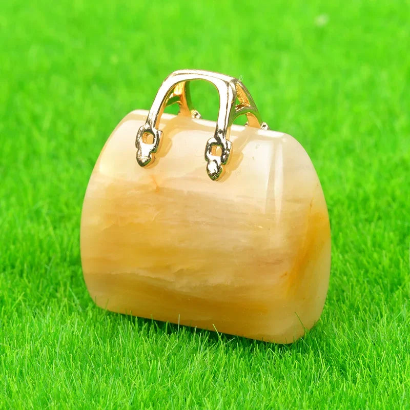 Natural Crystal Gemstone Mini Handbag Pendant Charm