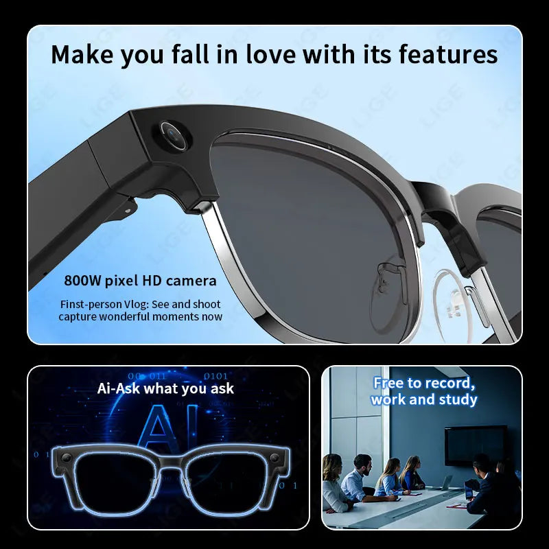 AI Color-Changing Camera Smart Glasses with Bluetooth Calling | Braviixx