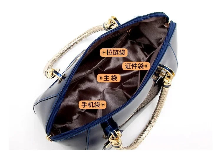 Glossy Top-Handle Handbag | Shoulder Strap & Gold-Tone Details | Braviixx