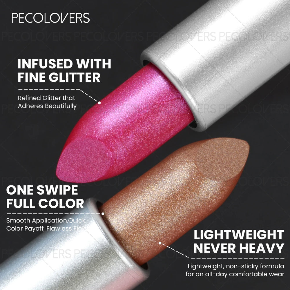1pc Sparkling Pearlescent Lipstick, Long-Lasting, Shimmering Glitter Finish, Ideal for Music Festivals & All Skin Types