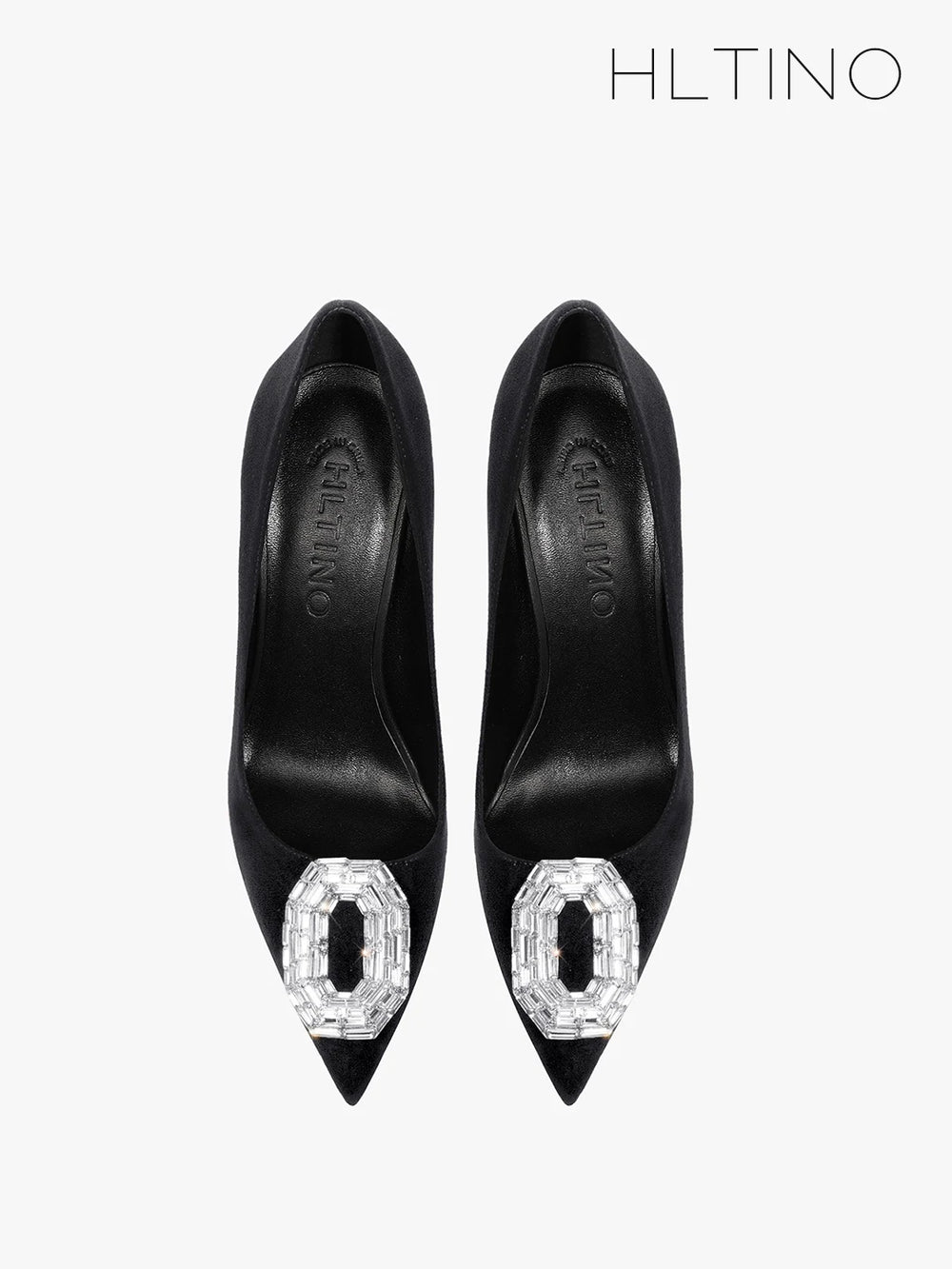 Rhinestone Ornament Pumps | Black Pointed-Toe Heels | Braviixx