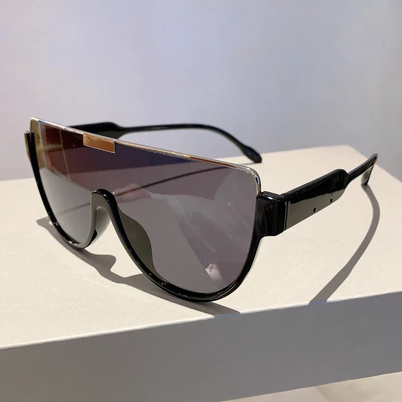 Women's Oversized Shield Monoblock Sunglasses | UV400 · Flat Top · Vintage | 5 Lens Options | Braviixx