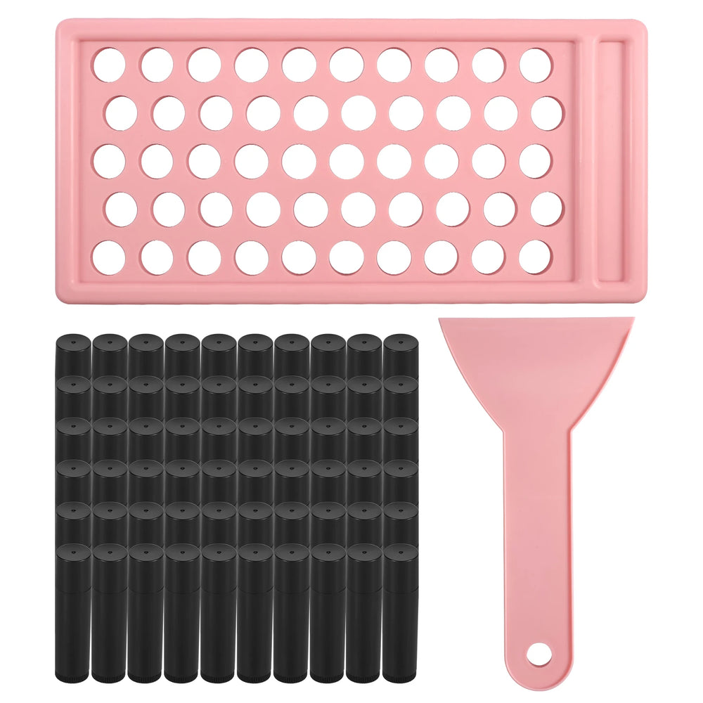 50-Piece Twist-Up Lip Balm Tube Kit | Filling Tray & Spatula | Braviixx