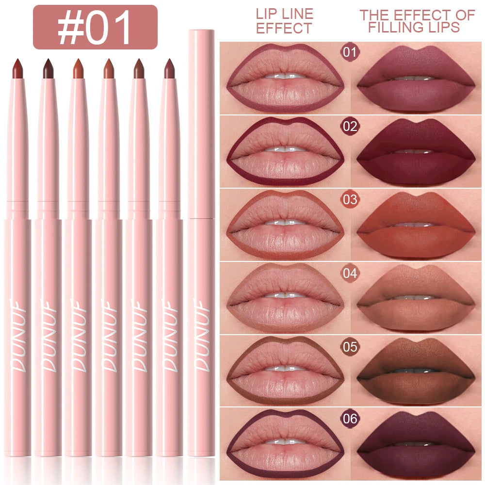 6-Piece Waterproof Long-Lasting Lip Liner Pen Set