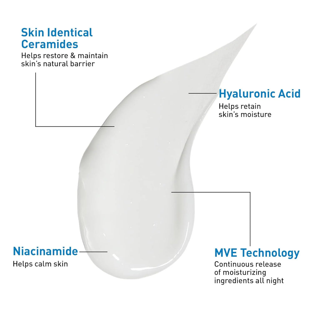 CeraVe PM Facial Moisturizing Lotion with Hyaluronic Acid & Niacinamide,Ultra-Lightweight,Oil-Free Moisturizer for Face,3 Ounce