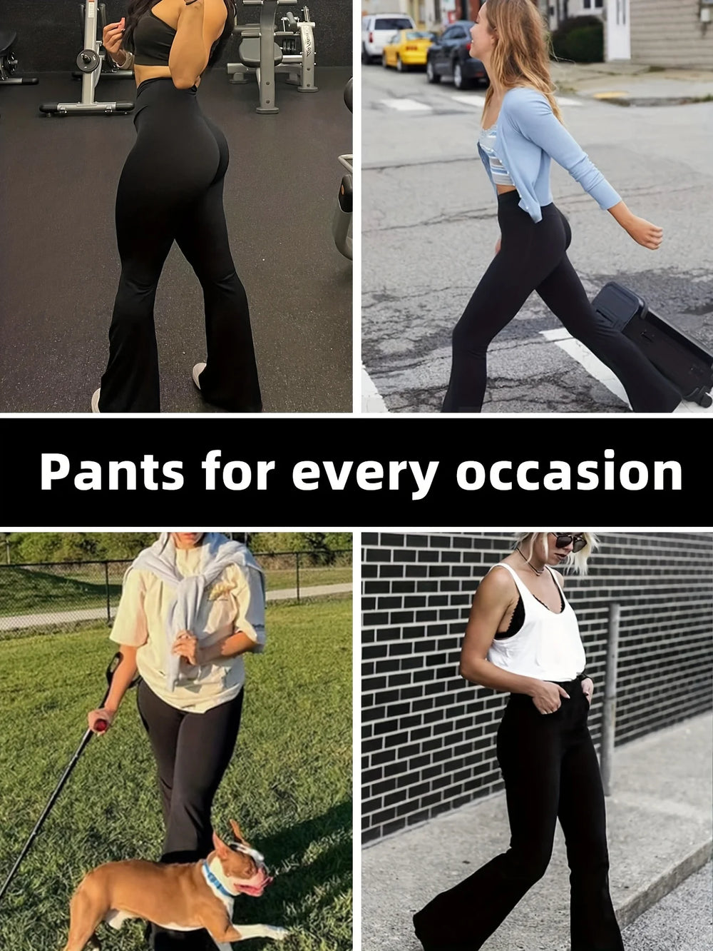 Four-season temperament ladies' trousers-loose leggings with abdomen and hips, high waist and V-shaped cross pants