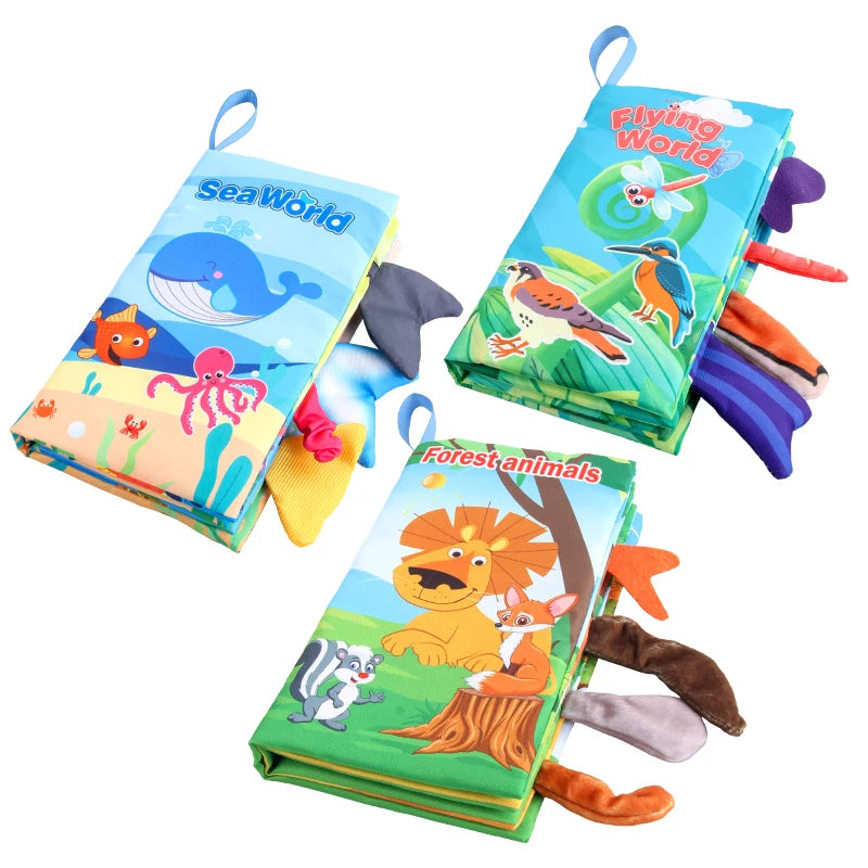 Baby Animal Tail Cloth Book | Soft Touch-and-Feel Book | Braviixx