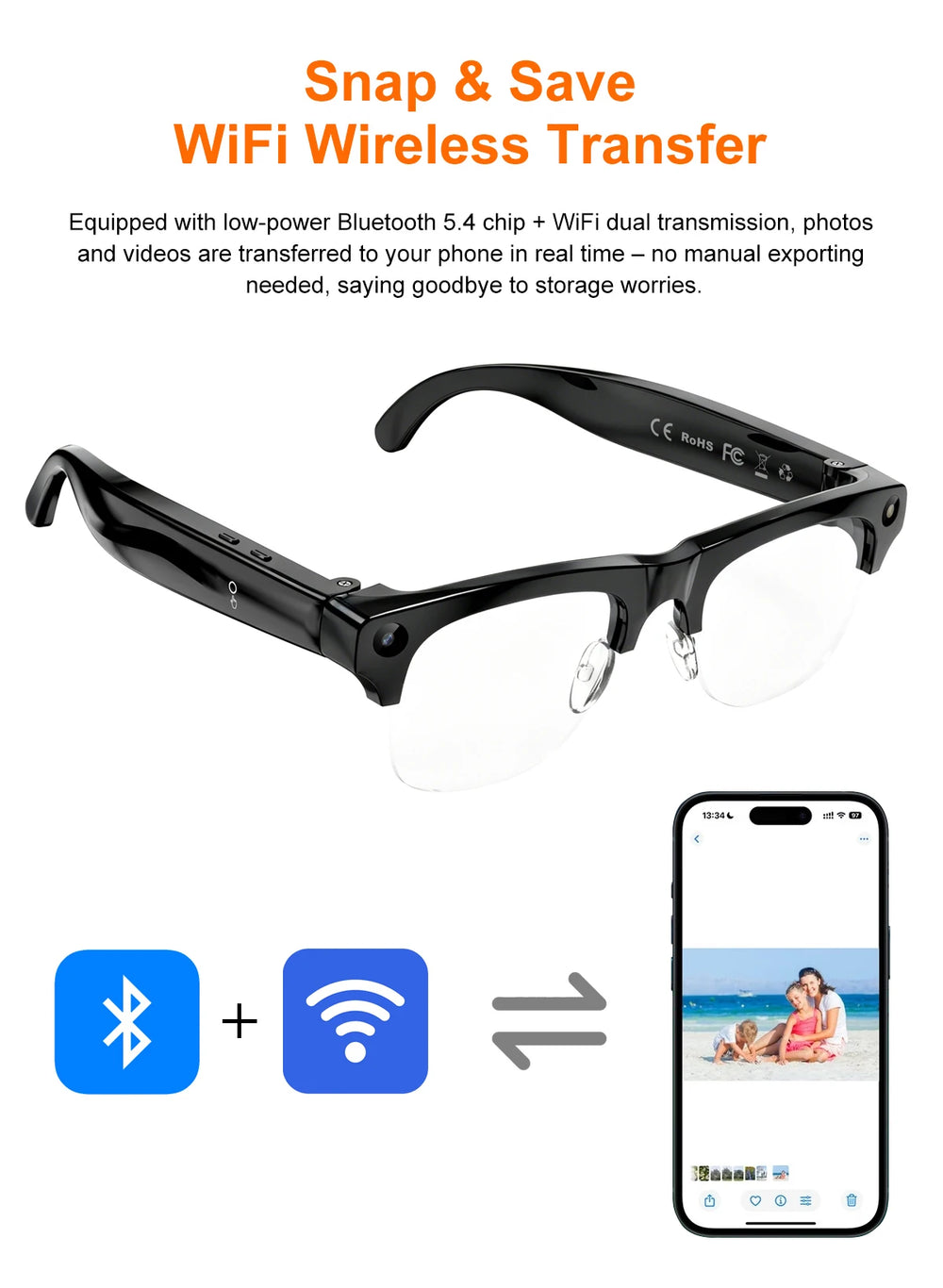 Lenovo 800W AI Camera Smart Glasses with Bluetooth Calling & Voice Translation | Braviixx