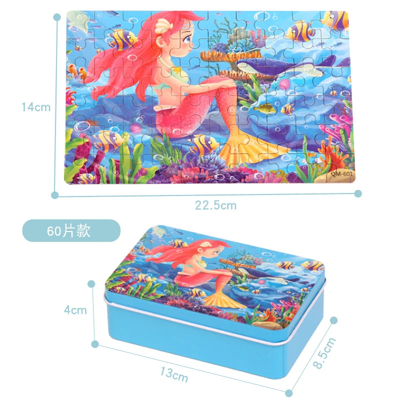 60-Piece Cartoon Jigsaw Puzzle with Metal Tin | Braviixx