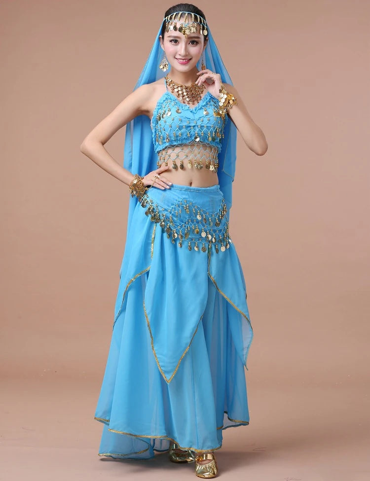 Coin-Trim Belly Dance Costume | Top & Skirt Set | Braviixx