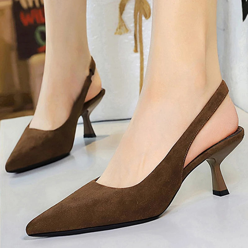 Pointed-Toe Slingback Pumps | 6 cm Sculpted Heel | Braviixx