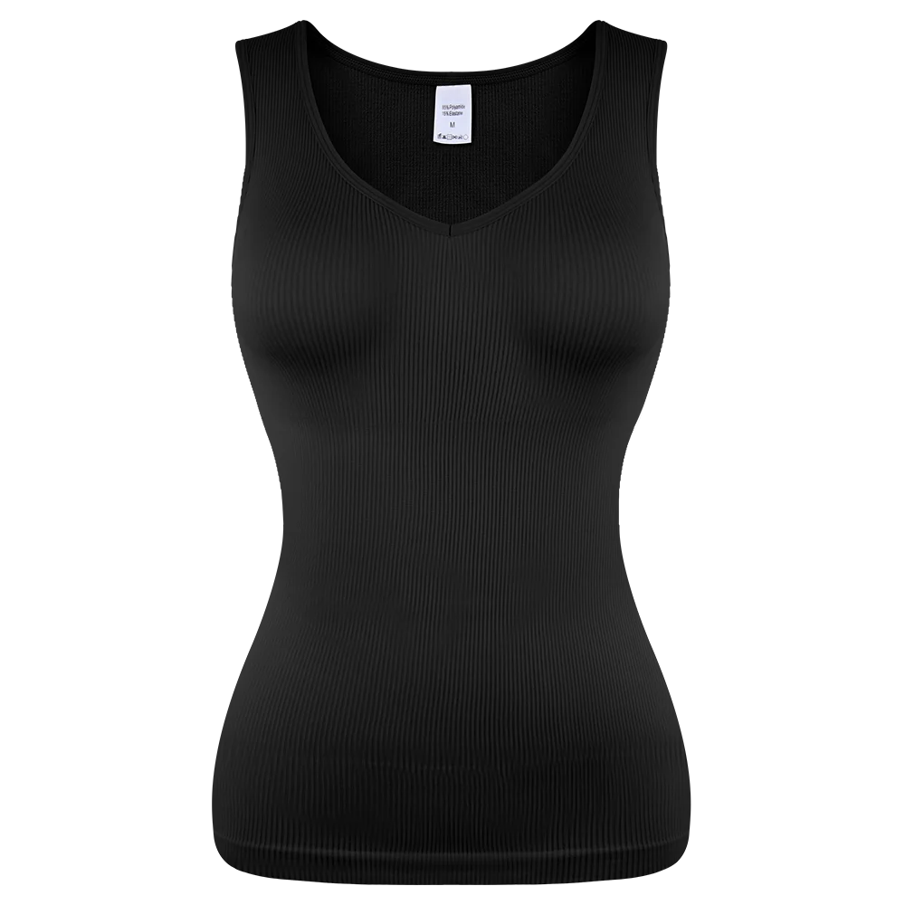 Womens Tummy Control Shapewear Tank Top with V Neck Seam-free Body Shaper Slimming Compression Tank Top