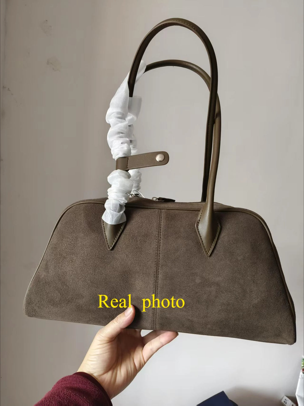 Sac Genuine Leather Women's Bag Lazy Matte Suede Tote Suede Cowhide Shoulder Bag Large Capacity Commuter Long-Handle Handbag