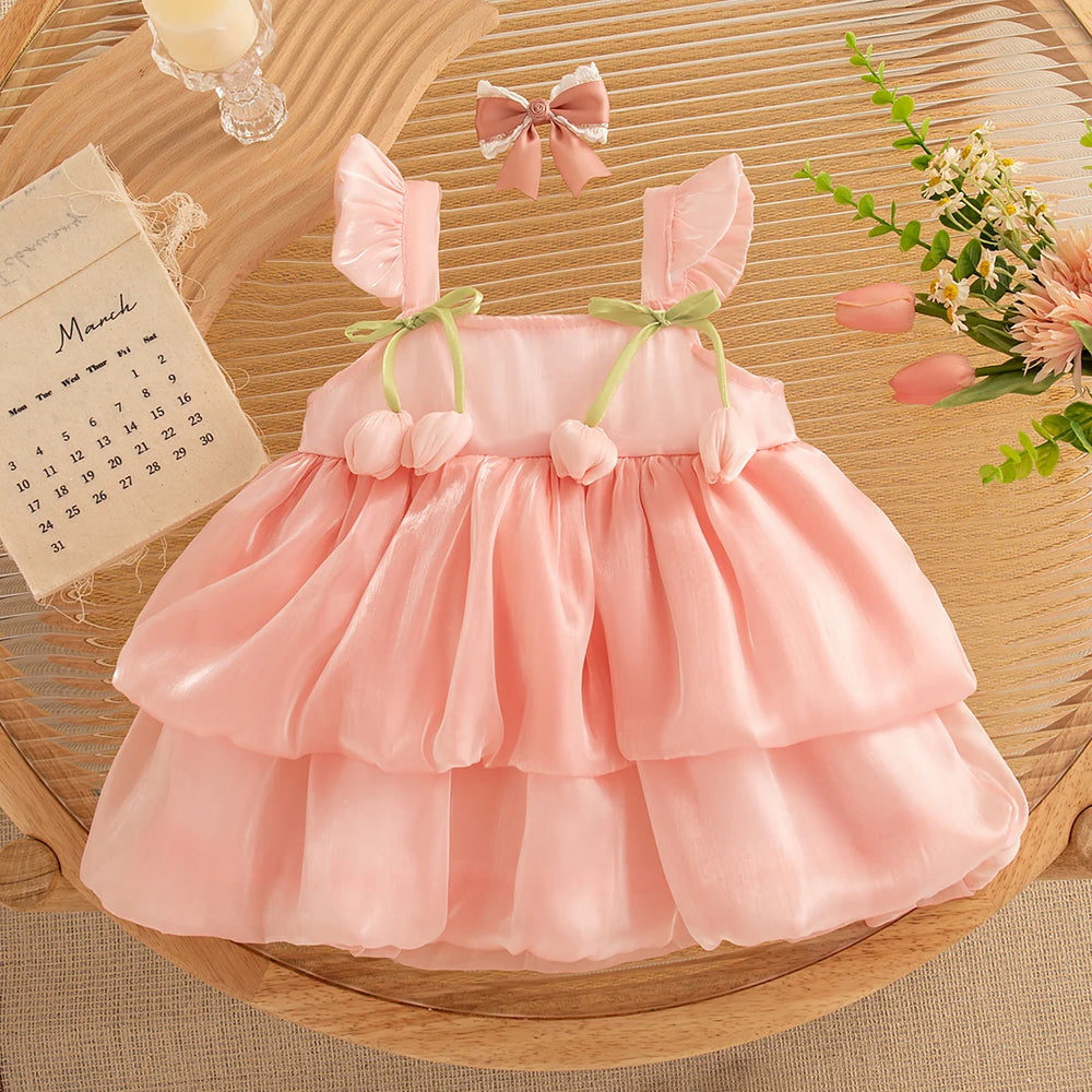 Baby Girls' Layered Princess Party Dress | Bow Tutu Dress 6M–3Y | Braviixx