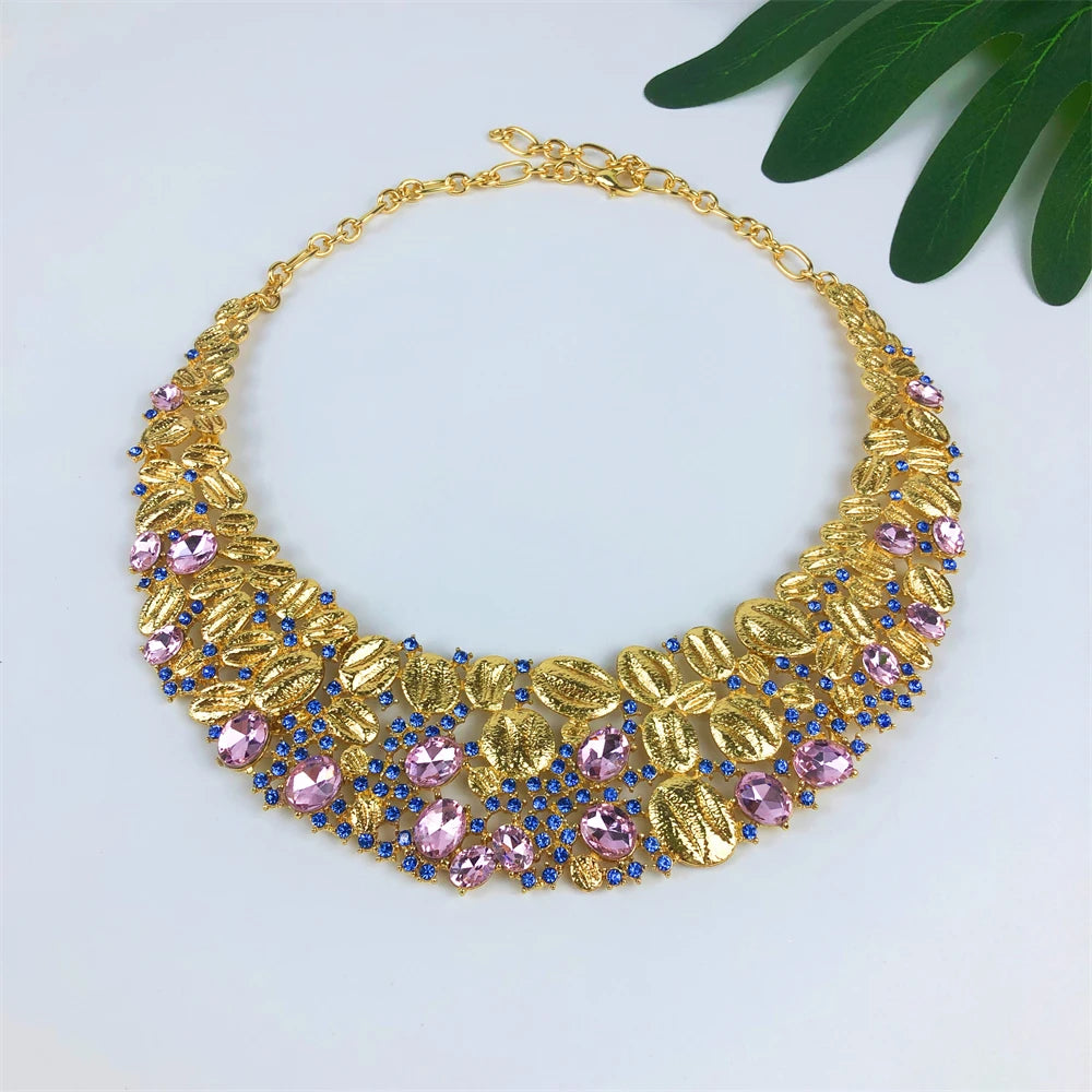 Gold-Tone Leaf Statement Jewelry Set | Braviixx
