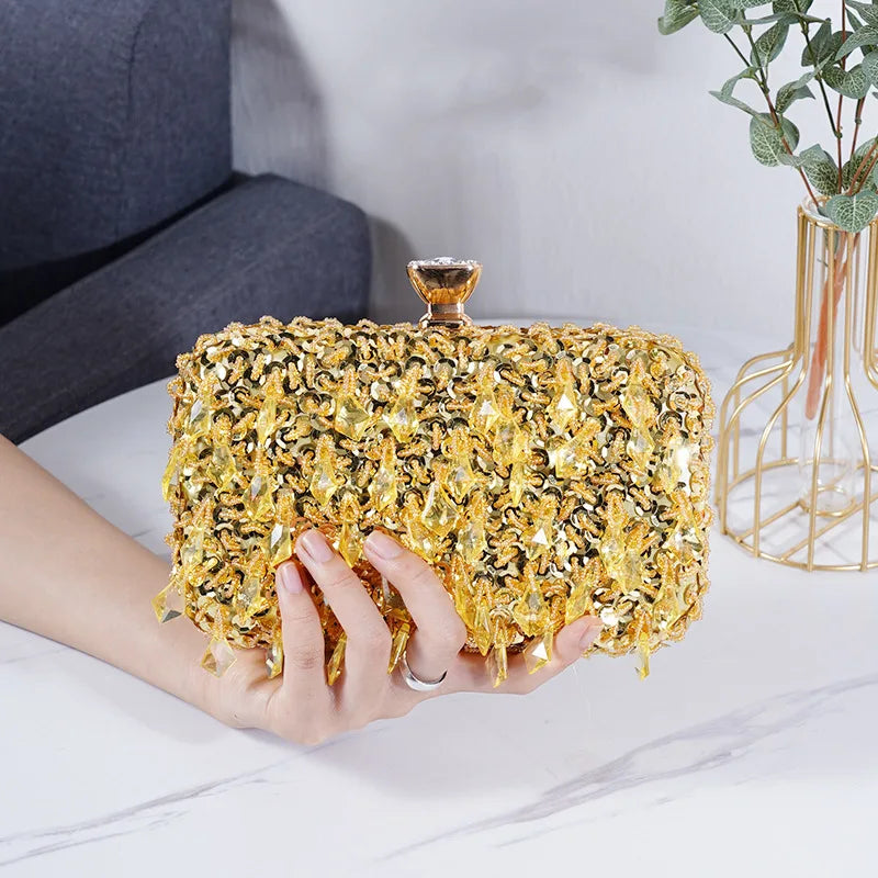Beaded Sequin Evening Clutch | Chain Shoulder Bag | Braviixx