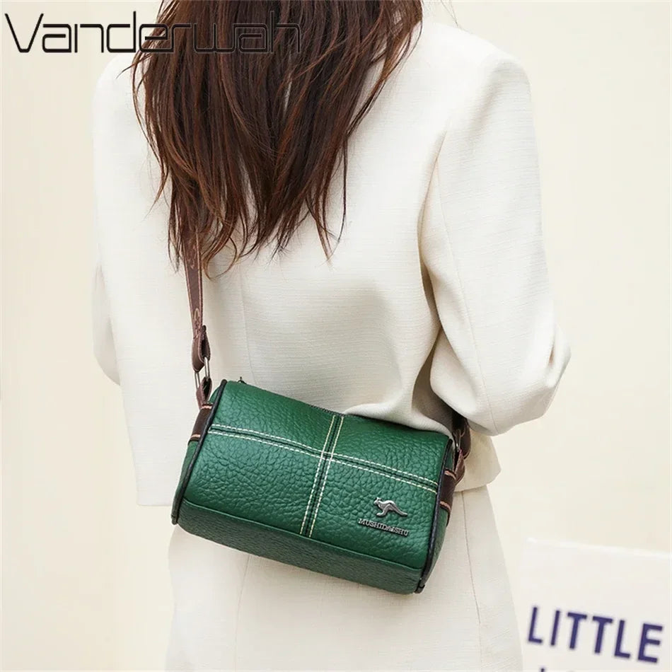 Compact Crossbody Bag | Contrast Stitching & Wide Strap | Braviixx