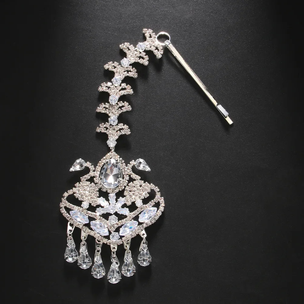 Rhinestone Maang Tikka | Teardrop Headpiece | Braviixx
