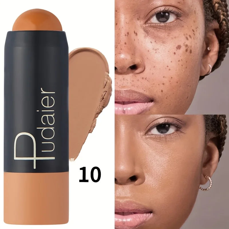 2-in-1 Foundation & Concealer Stick, Waterproof Long Wear, Full Cover, Hide Blemishes, Smooth Base Makeup